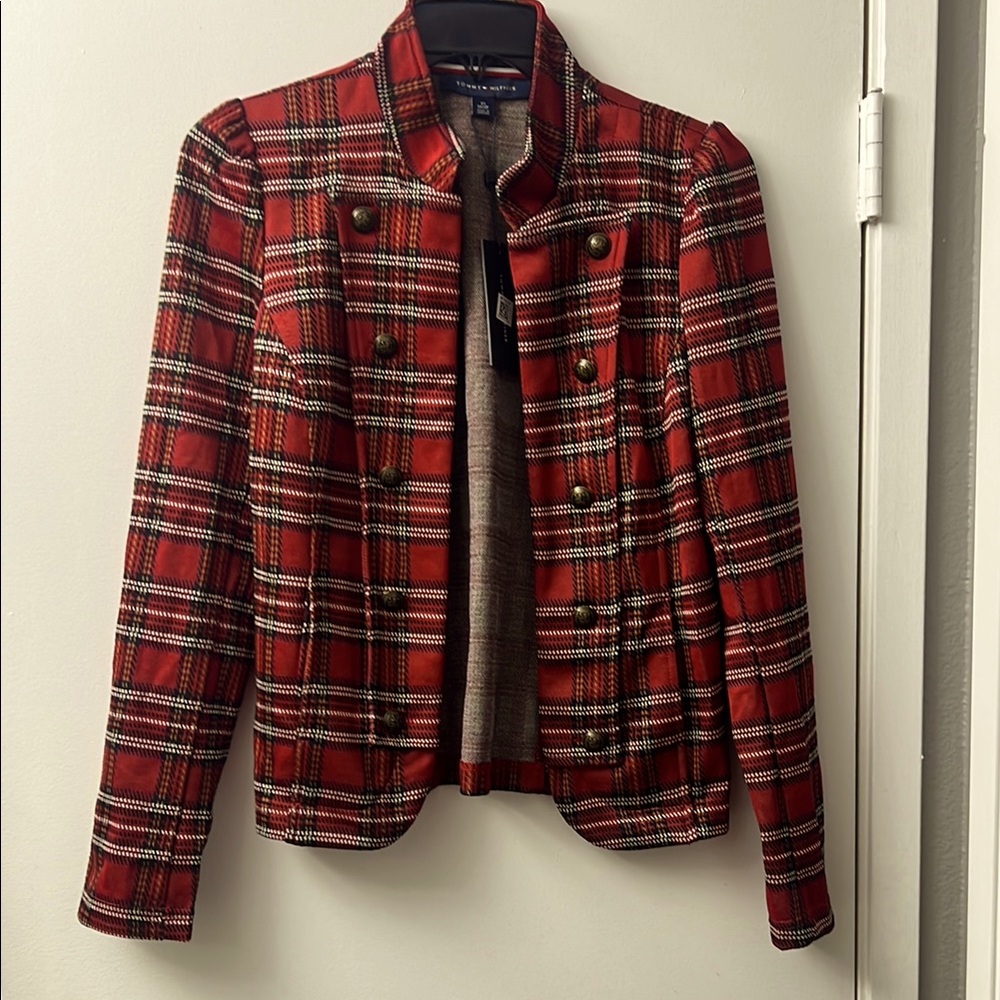 Plaid jersey blazer